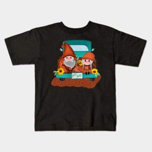 Fall truck with gnomes Kids T-Shirt